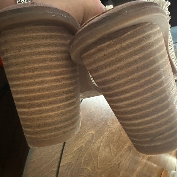 Lucky Brand LK-LPYSHA Woven Fringe Mule Sandals Block Heel Slide 9.5 Boho Rustic - Picture 3 of 5